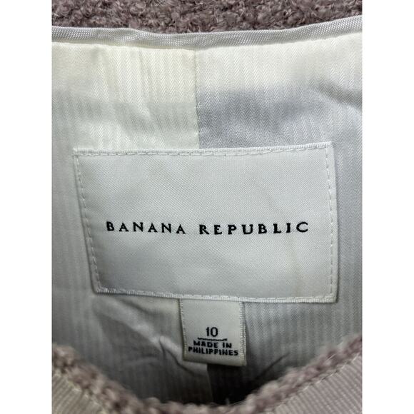 Banana Republic Blazer womens 10 Wool Blend Tweed Mauve lace trim Pockets - Picture 4 of 7